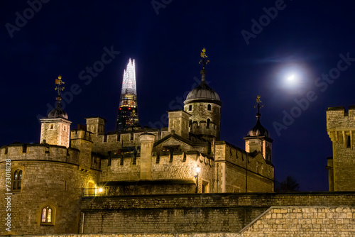 Tower of London in London, UK, Lit up at Night