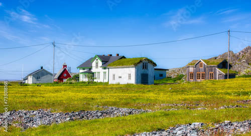 Buildings in the Abandoned Fishing Village of Hamningberg in Batsfjord on the Varanger Peninsula, Finnmark, Norway
