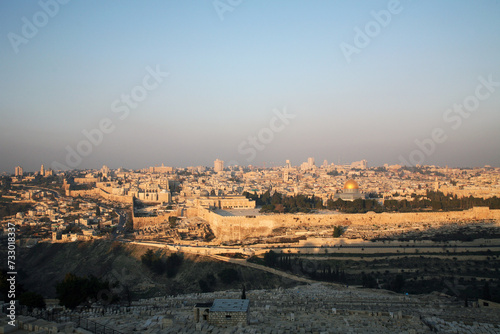 Panorama of Jerusalem from the Mount of Olives to the old city, Israel