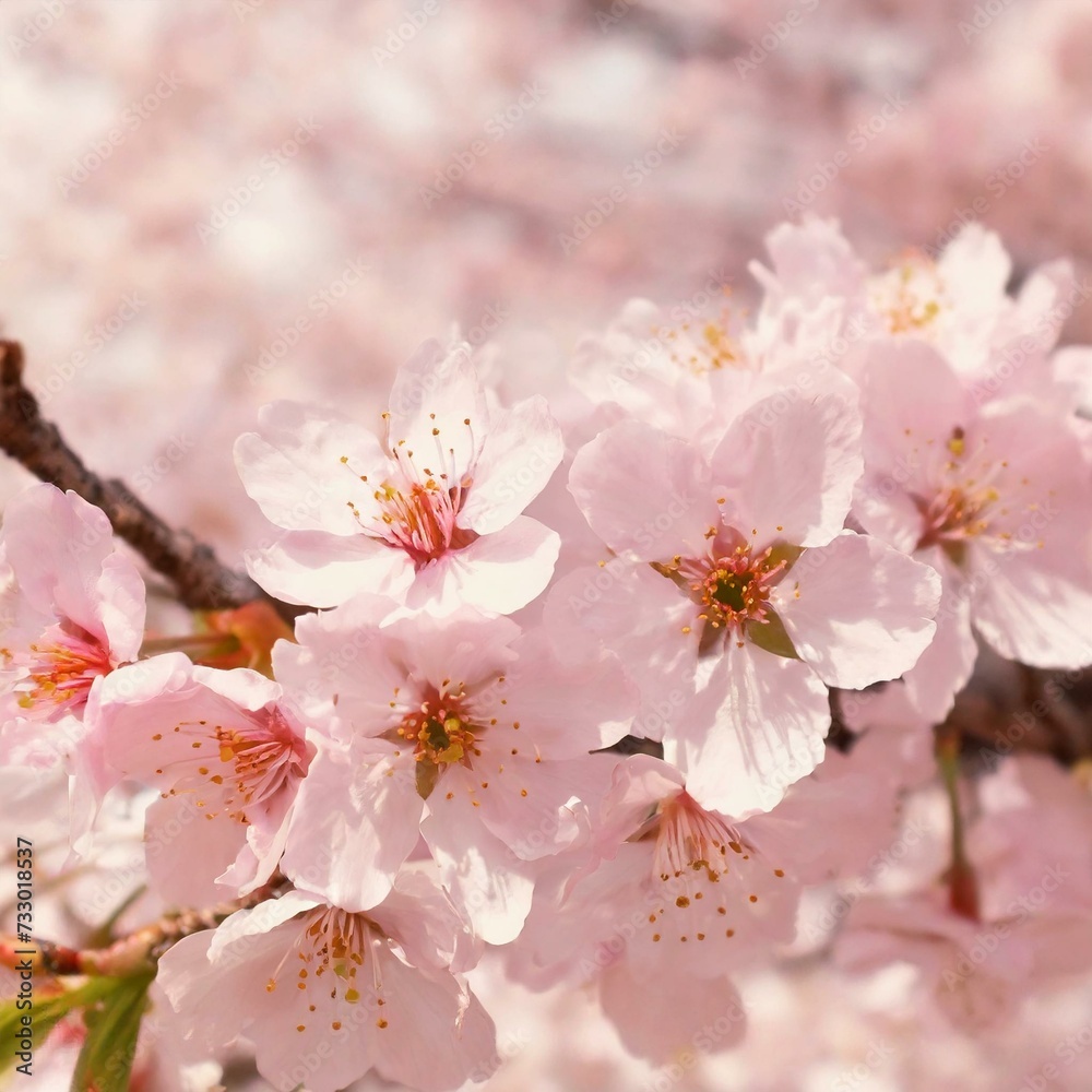 Fototapeta premium Cherry Blossoms Blooming at the start of Spring - Last days of Winter announcing the new Season of Spring - Sakura Festival Hanami 
