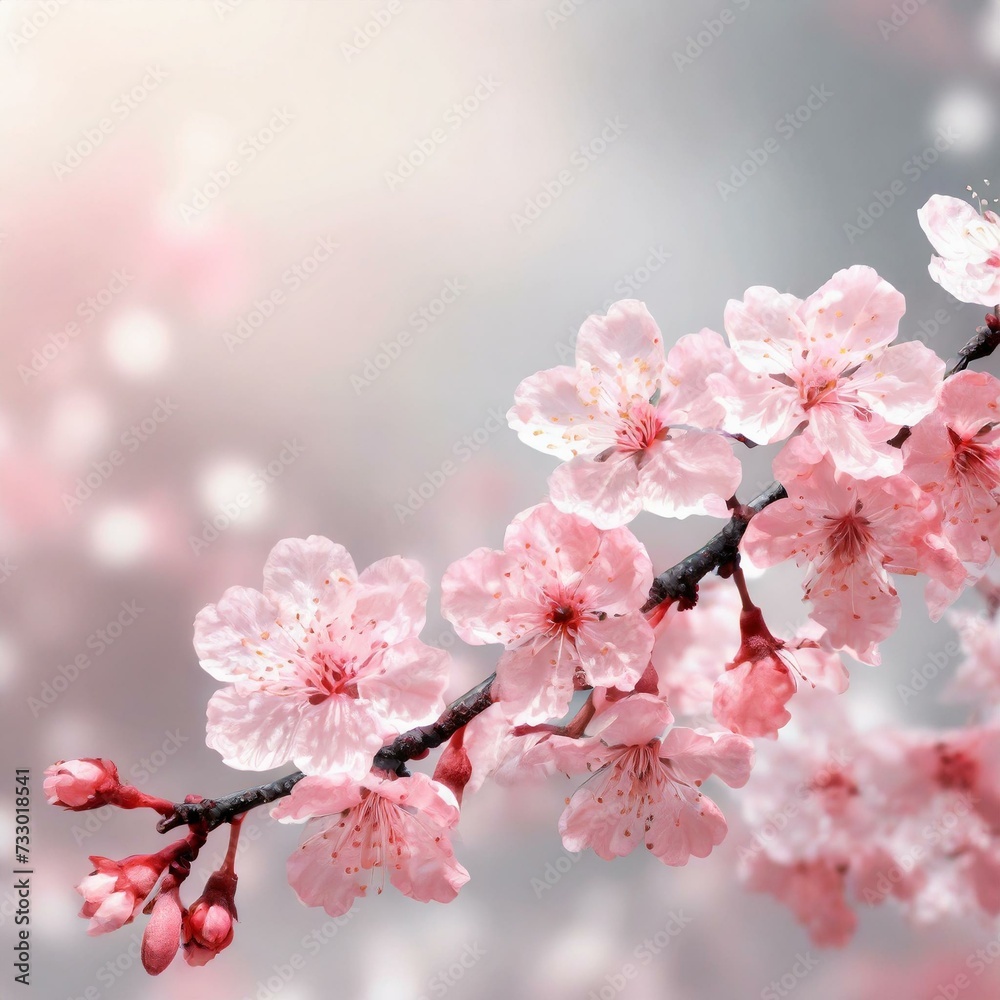 Obraz premium Cherry Blossoms Blooming at the start of Spring - Last days of Winter announcing the new Season of Spring - Sakura Festival Hanami 