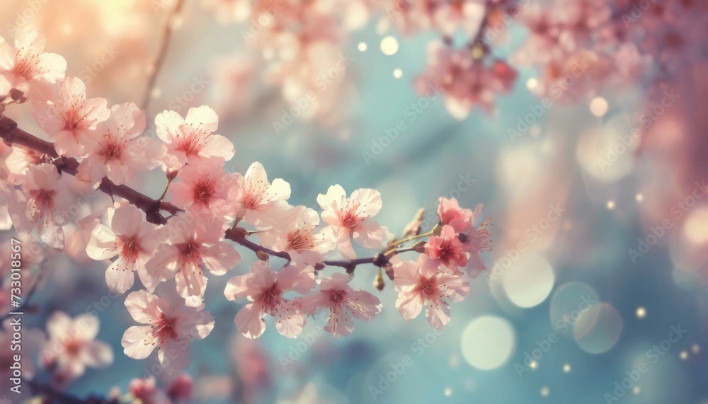 Cherry Blossoms Blooming at the start of Spring - Last days of Winter announcing the new Season of Spring - Sakura Festival Hanami 