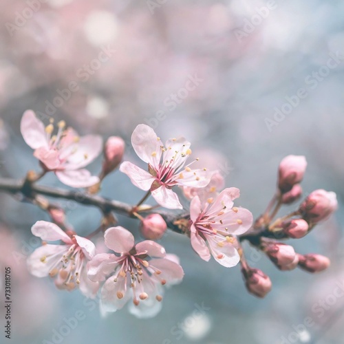 Cherry Blossoms Blooming at the start of Spring - Last days of Winter announcing the new Season of Spring - Sakura Festival Hanami  © Eggy