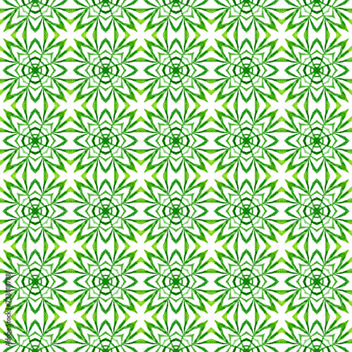 Medallion seamless pattern. Green indelible boho
