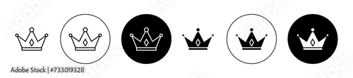 Crown Vector Illustration Set. Royal authority history sign in suitable for apps and websites UI design.
