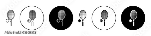 Tennis Vector Illustration Set. Sport racket play sign in suitable for apps and websites UI design.