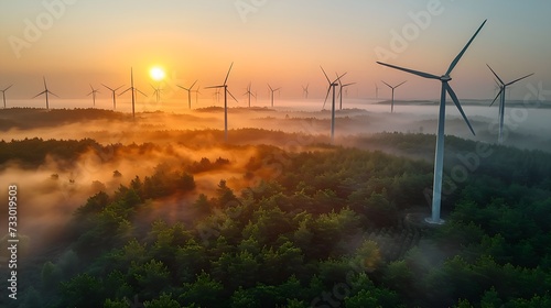 Wind energy: Sustainable, green energy from wind, sun and water. Wind farms and wind turbines for a green energy future.