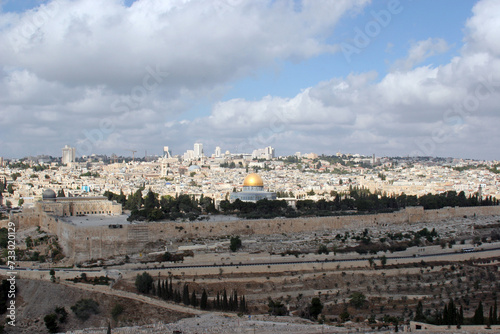 Panorama of Jerusalem from the Mount of Olives to the old city, Israel