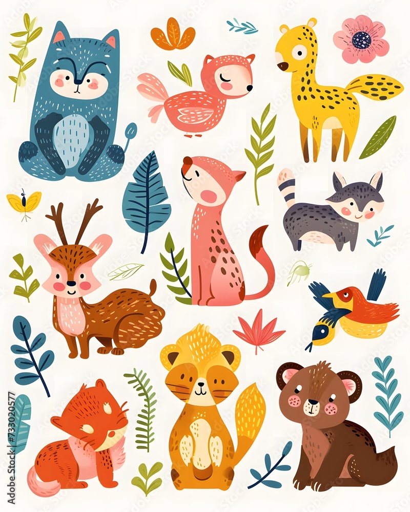 Fototapeta premium clip art cute animals