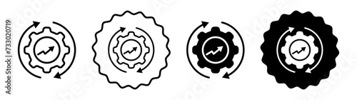 Boosting productivity set in black and white color. Boosting productivity simple flat icon vector