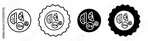 Indian thali  set in black and white color. Indian thali  simple flat icon vector