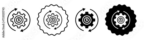 Costs optimization set in black and white color. Costs optimization simple flat icon vector