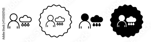 Mental disorder set in black and white color. Mental disorder simple flat icon vector