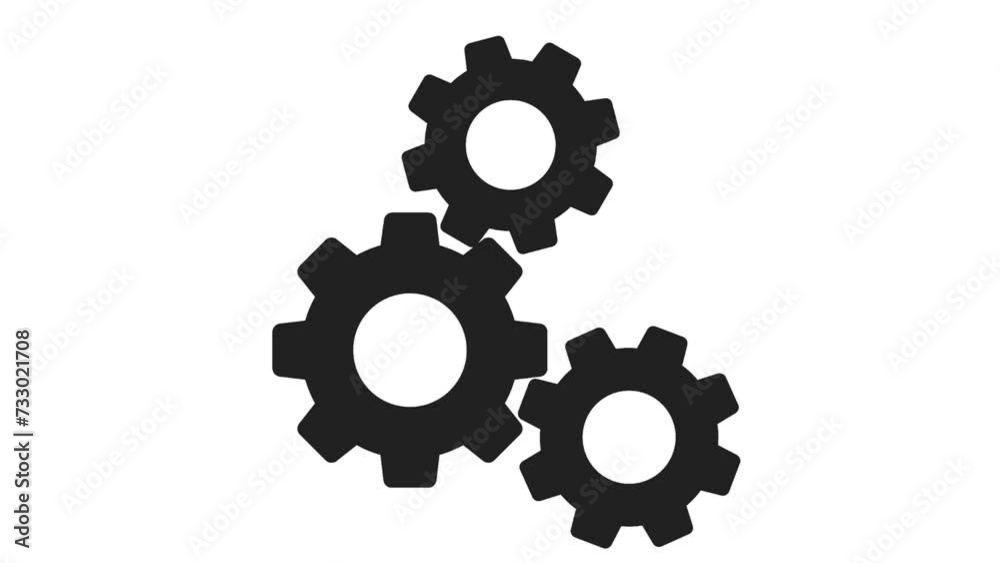 the gears spin around the animated video. gear icon change animation background teamwork concept