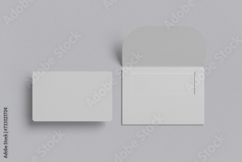 Holder and Gift Card with gray background 3d rendering for presentation design