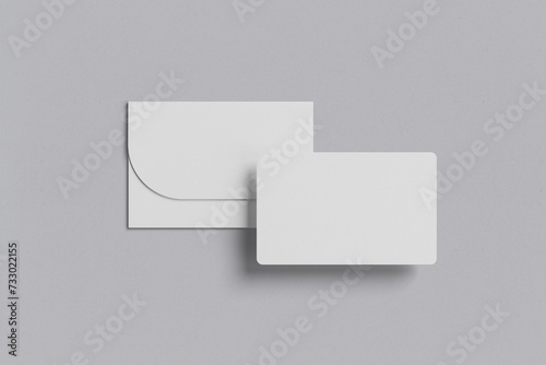 Holder and Gift Card with gray background 3d rendering for presentation design