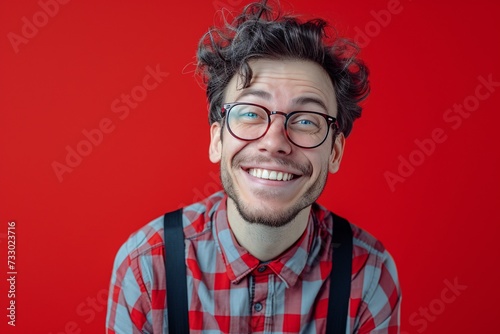 a man smiling with glasses