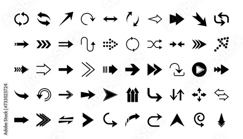 arrows direction guide cursor web navigation icons set silhouette style vector