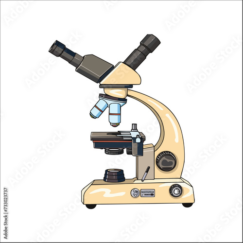 Unveiling the Microscopic World  -  Clipart Image of a Microscope Isolated on a White Background