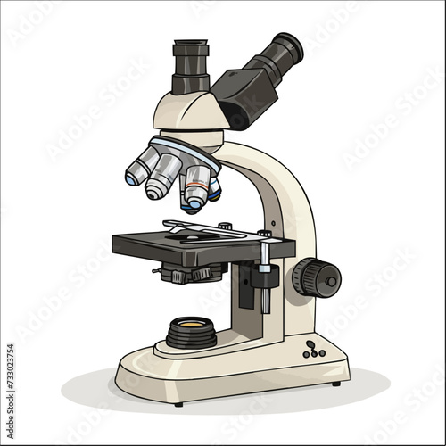 Magnifying the Invisible  -  Vector Graphic of a Microscope on a White Background