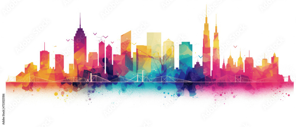 Malaysia Famous Landmarks Skyline Silhouette Style, Colorful, Cityscape, Travel and Tourist Attraction