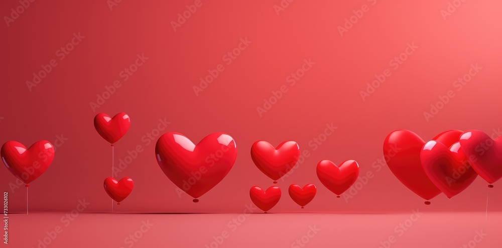 Multiple red hearts are seen floating in mid-air.