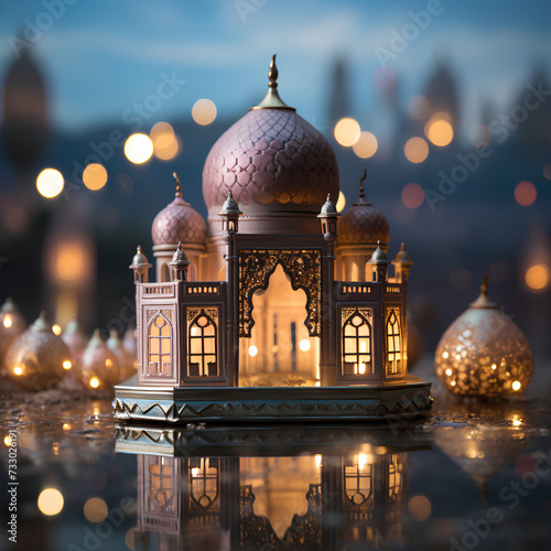 Beautiful mosque during Ramadan in pastel colors