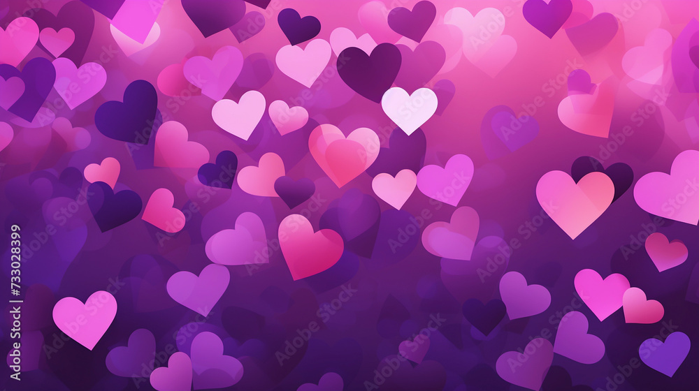 Heart shaped bokey lights, violet background, only pink lights