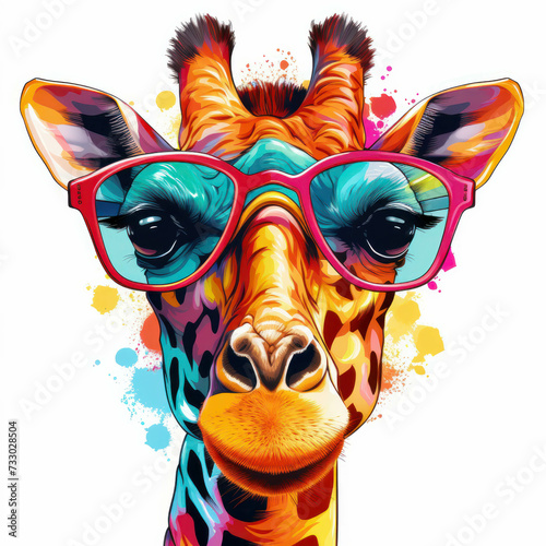 Dive into the world of whimsy with this quirky cartoon giraffe accessorized with sunglasses. AI generative.