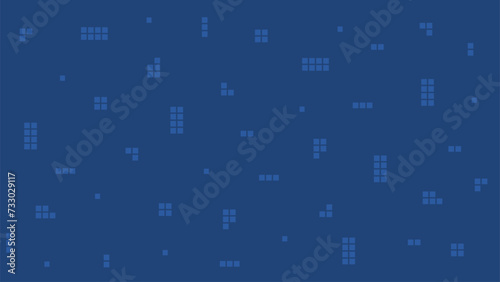 Blue background with shapes composed of squares. Abstract geometric background.