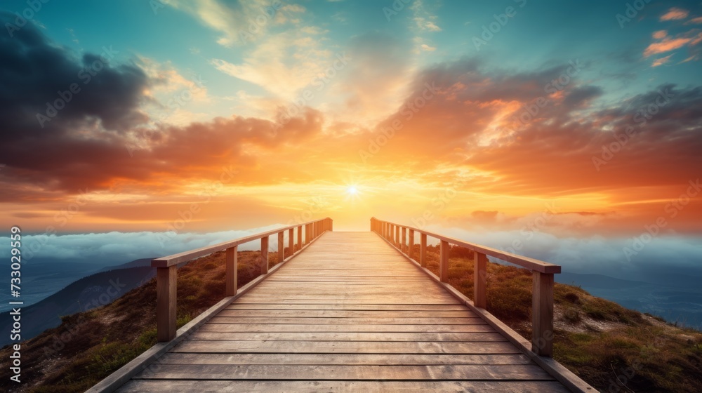 A path leading to success with a bright horizon