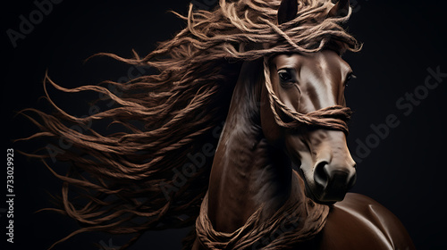 A horse with a braided mane