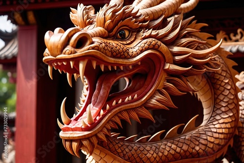 Wooden chinese dragon, chinese new year 2024 year of wood dragon zodiac elemental animal