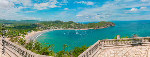 Panoramic view of the bay of San Juan del Sur, Nicaragua. Beautiful view of San Juan del Sur beach in sunny day photo