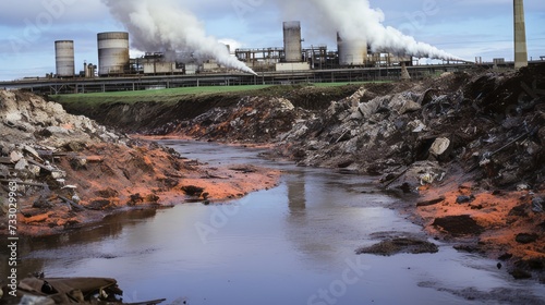 A river polluted with industrial effluents