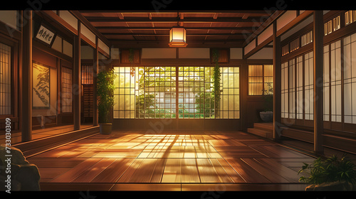 beautiful anime japan background, japan room, background, japan vibes, cozy, relax, generative ai  © OOTIDI
