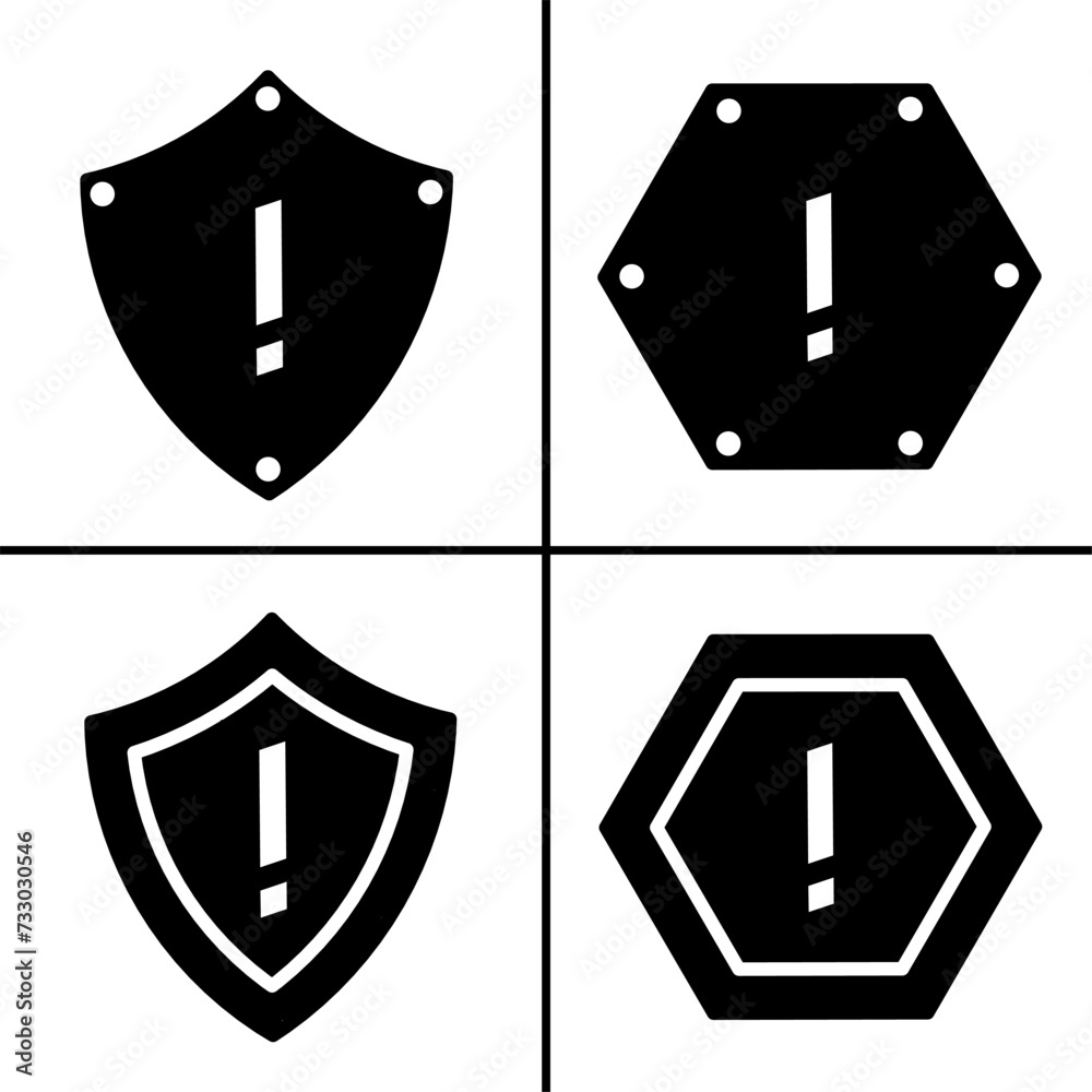 Vector black and white illustration of caution sign icon for business. Stock vector design. Vector black and white illustration of caution sign icon for business. Stock vector design.