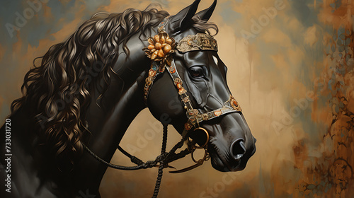 A horse with a decorative bridle © Muhammad