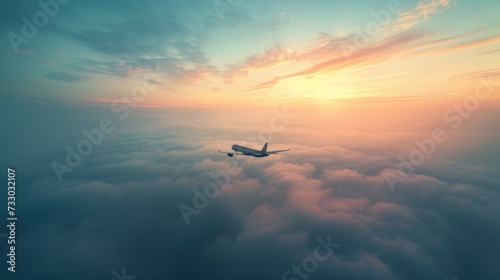 Minimalist design with soft hues, invoking a sense of calmness and relaxation associated with flying
