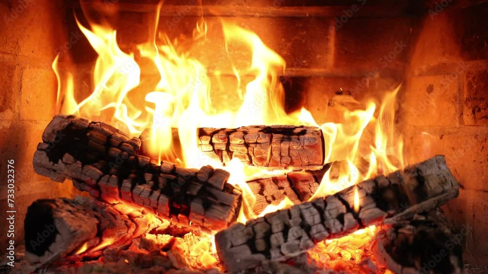 Fireplace at home for relaxing evening. Cozy Fireplace Night . Asmr sleep