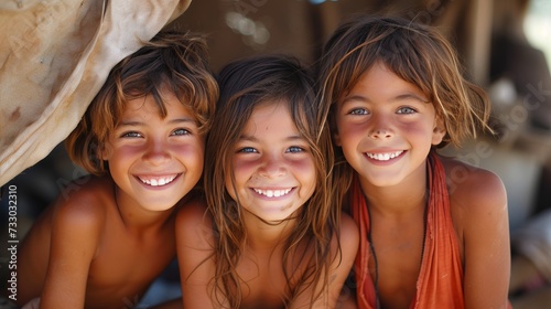 Their cheeky smiles add charm to the photo, radiating joy and happiness