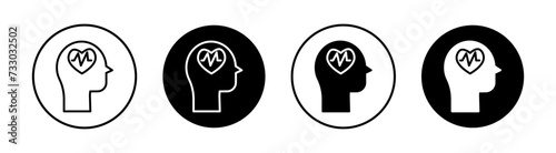 Mental disorder flat line icon set. Mental disorder Thin line illustration vector