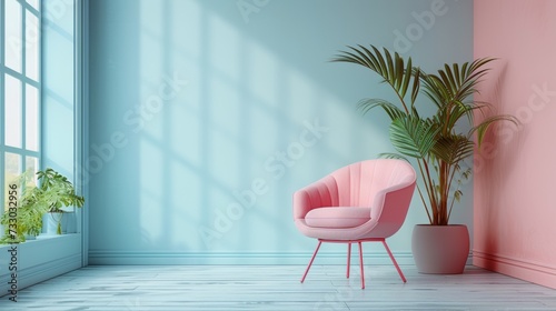 Clean lines and soft pastel colors suggest an open workspace conducive to cre...