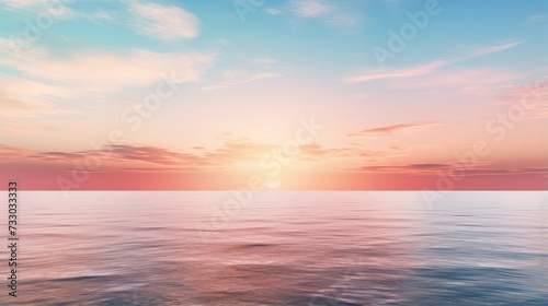 A tranquil seascape with a pastel colored sunset © Cloudyew