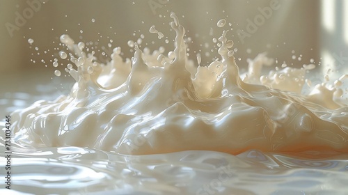 Splash of milk or cream, micro details. Milk background. photo