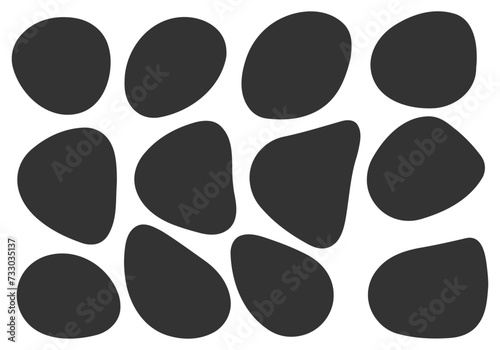 Hoja iconos negros de manchas abstractas.