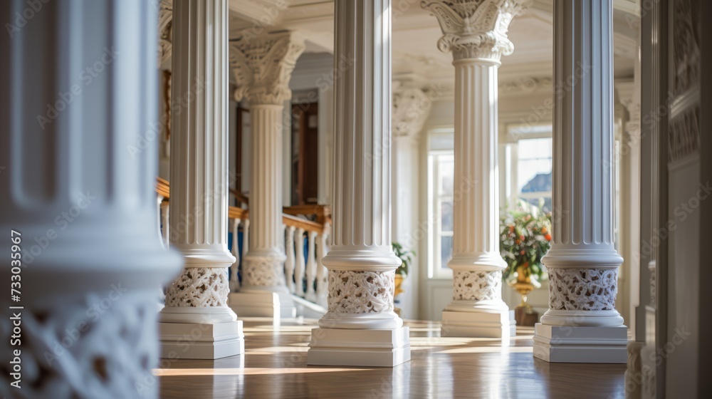 Decorative columns in an elegant mansion