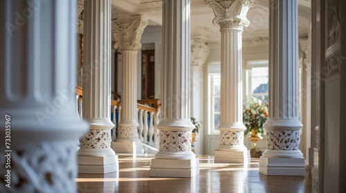 Decorative columns in an elegant mansion © Cloudyew