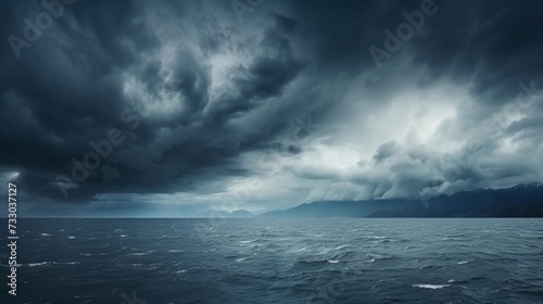 Moody seascape with dramatic stormy clouds © Cloudyew