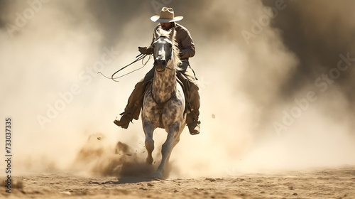A cowboy leading a horse by the reins © Muhammad